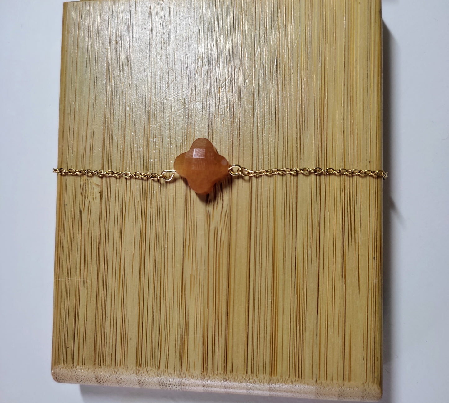 bracelet trèfle en pierre naturelle: aventurine orange