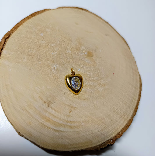 Charm Caterina - Coeur doré en acier inoxydable avec zircon