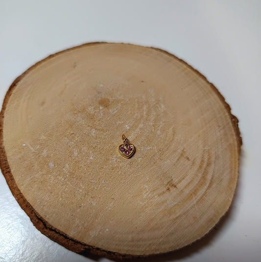 Charm Dalia - breloque coeur acier inoxydable doré avec zircons blancs ou roses