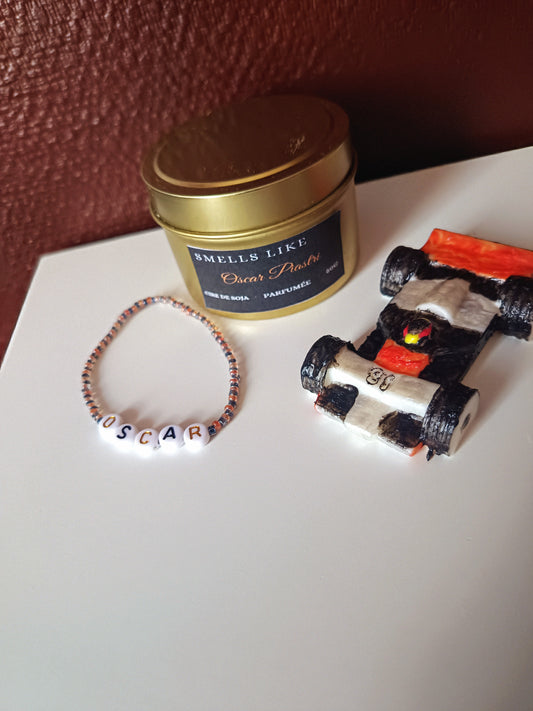 Coffret : Bougies Smells like + bracelet +voiture version Lando Norris / Oscar Piastri (F1)