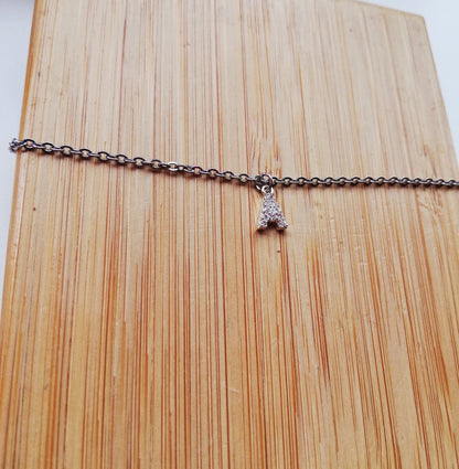 INITIALE argenté avec strass (bracelet)