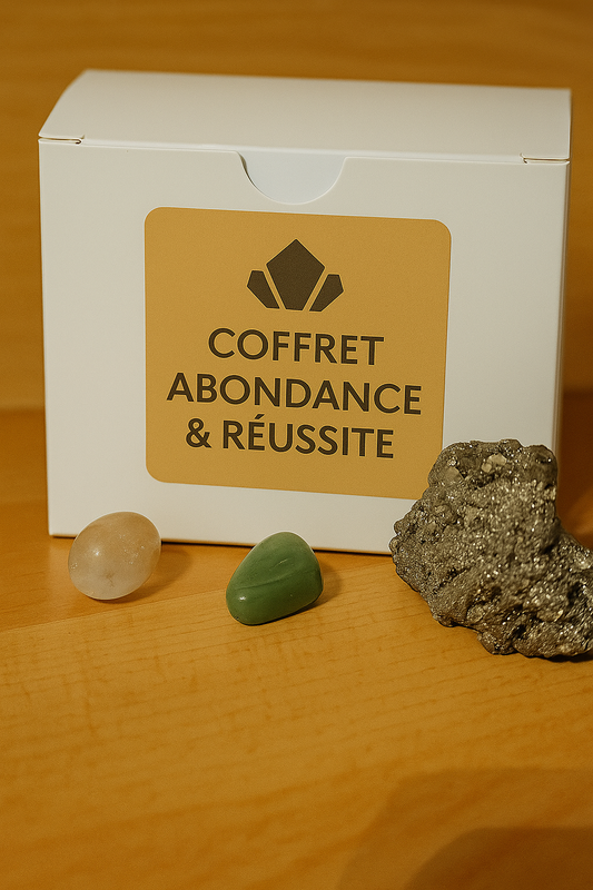 Coffret Abondance & Réussite - citrine, pyrite & aventurine verte